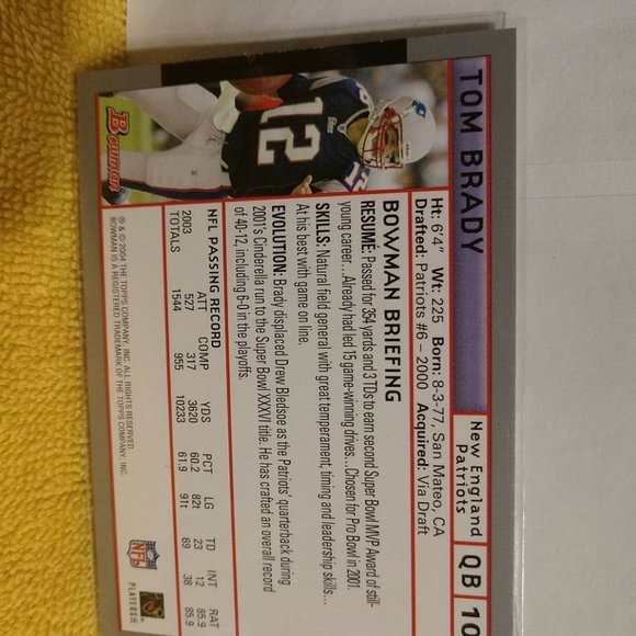 2004 TOM BRADY BOWMAN CHROME CARD #106  READY FOR GRADING NEW (last one) - Picture 3 of 7